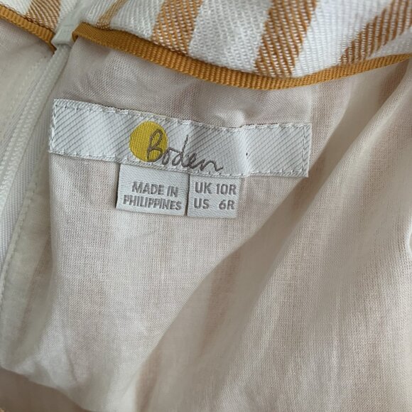 Boden Womens Maggie Sheath Linen Dress Midi Size 6 White Tan Striped Lined - Picture 10 of 13